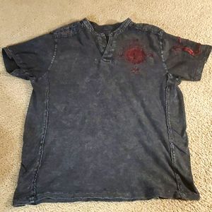 Affliction Short Sleeve Embroidered Henley